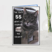Funny 55 Birthday Cat Kaart (Voorkant)