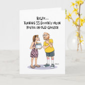 Funny 55th Birthday Kaart (Gele Bloem)