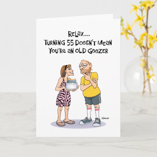 Funny 55th Birthday Kaart (Gele Bloem)