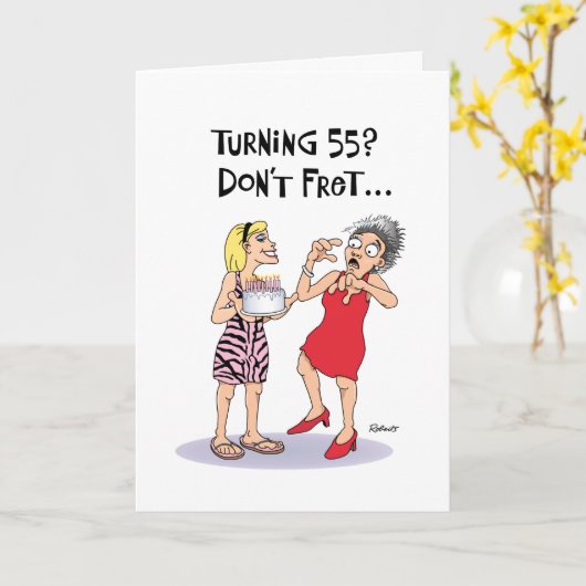 Funny 55th Birthday Kaart (Gele Bloem)