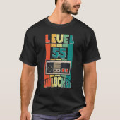 Funny 55th Gamer Dad Gezegde Level 55 Unloc T-shirt (Voorkant)