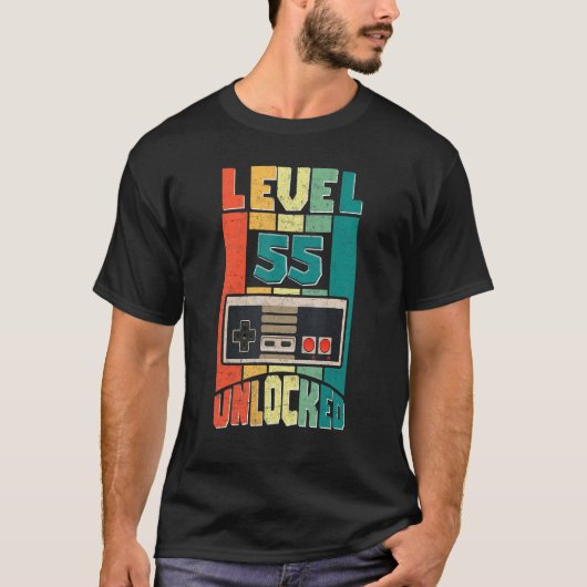 Funny 55th Gamer Dad Gezegde  Level 55 Unloc T-shirt (Voorkant)
