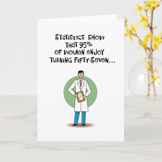 Funny 57th Birthday Kaart (Gele Bloem)