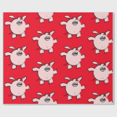 Funny 5 Cartoon Illustratie Varken Kies Kleur WP Cadeaupapier (Vlak)