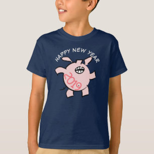 Funny 5 Cartoon Illustratie Varkens Jaar 2019 Kind T-shirt