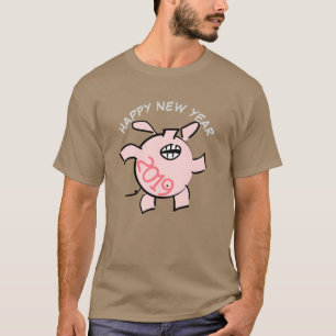 Funny 5 Cartoon Illustratie Varkensjaar 2019 Man T T-shirt