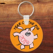 Funny 5 Cartoon Illustration Pig Year 2019 R KeyC Sleutelhanger (Voorkant)