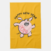 Funny 5 Cartoon Pig 2019 Kitchen Towel Theedoek (Verticaal)