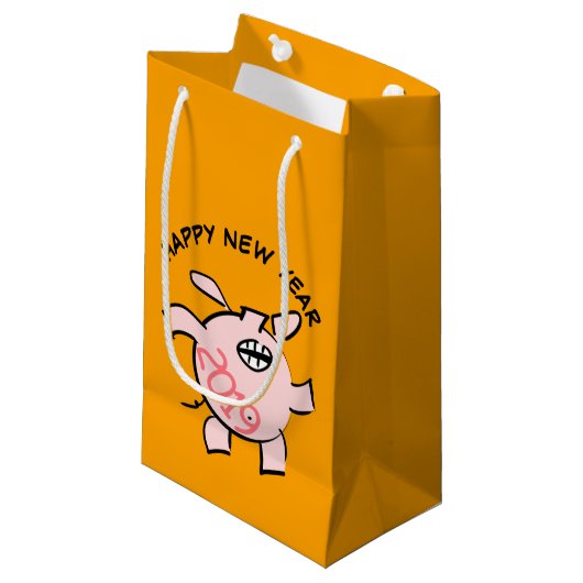 Funny 5 Cartoon Pig. 2019 Small Gift Bag Klein Cadeauzakje (Voorkant Gekanteld)