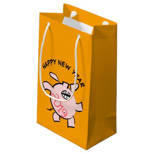 Funny 5 Cartoon Pig. 2019 Small Gift Bag Klein Cadeauzakje (Achterkant Gekanteld)