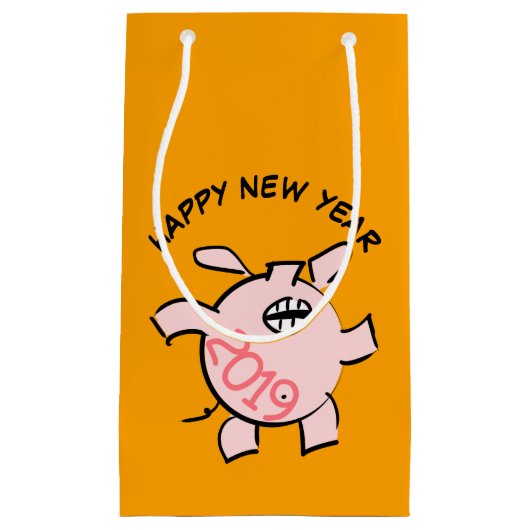 Funny 5 Cartoon Pig. 2019 Small Gift Bag Klein Cadeauzakje (Voorkant)
