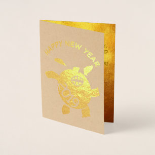 Funny 5 Cartoon Pig Year Zodiac Birthday Luxury GC Folie Kaarten