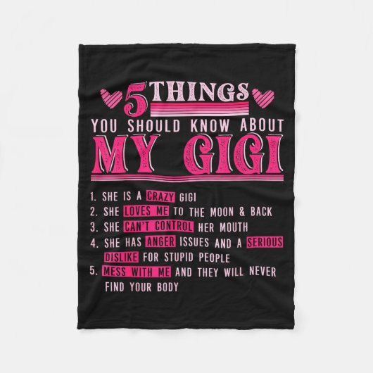 Funny 5 things should know about gigi mother's day fleece deken (Voorkant)