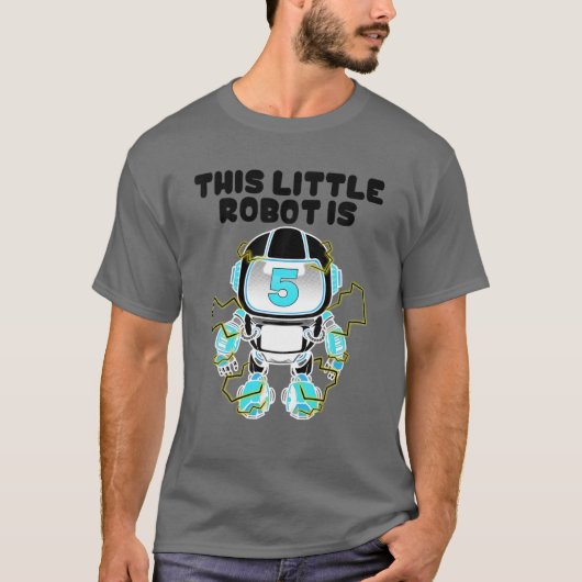 Funny 5e verjaardag gift 5 jaar oude robot Lov T-shirt (Voorkant)