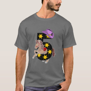 Funny 5th Birthday Gift 5 Years Old Horse Cowgirl T-shirt
