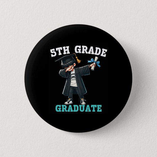 Funny 5th Grade Boys Afstuderen Afstudeerder Dabbi Ronde Button 5,7 Cm (Voorkant)