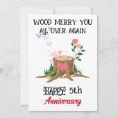 Funny 5th Wood Anniversary Card with Custom Photo Kaart (Voorkant)