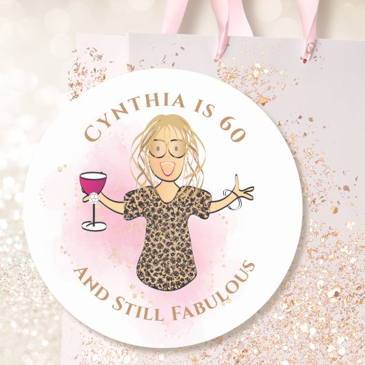 Funny 60 en Fabulous Cartoon 60th Birthday Sassy Ronde Sticker