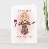 Funny 60 en Fabulous Sassy 60th Birthday Cartoon Kaart (Voorkant)