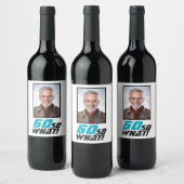 Funny 60 so what Quote Photo 60th Birthday Wijn Etiket (Flessen)