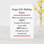 Funny 60th Birthday Cheeky Verse Birthday Card Kaart (Gele Bloem)