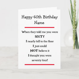 Funny 60th Birthday Cheeky Verse Birthday Card Kaart