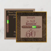 FUNNY 60th Birthday Cigar Invitations Personalized Kaart (Voorkant / Achterkant)