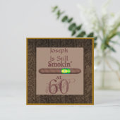 FUNNY 60th Birthday Cigar Invitations Personalized Kaart (Staand voorkant)