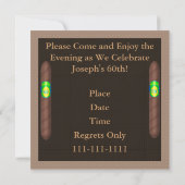 FUNNY 60th Birthday Cigar Invitations Personalized Kaart (Achterkant)