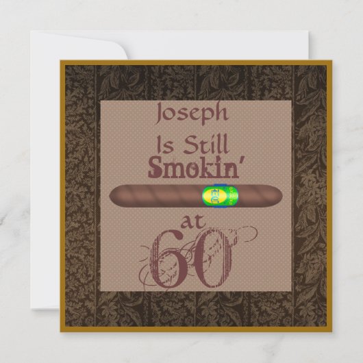 FUNNY 60th Birthday Cigar Invitations Personalized Kaart (Voorkant)