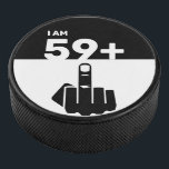 Funny 60th Birthday Gift, 59 plus één Hockey Puck<br><div class="desc">Een 59 Plus One Hockey Puck zou een uniek en humoristisch cadeau zijn voor iemand die 60 jaar oud wordt. Het "59 plus één"ontwerp van de peddel speelt op de leeftijd van de verjaardagspersoon, met het schaakbordpatroon toevoegend een leuk en playful element. Funny 60th Birthday Gift, 69 Plus 160th jarige,...</div>