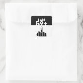 Funny 60th Birthday Gift, 59 plus één Vierkante Sticker (Tas)