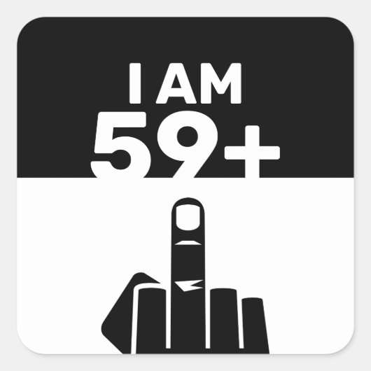 Funny 60th Birthday Gift, 59 plus één Vierkante Sticker (Voorkant)