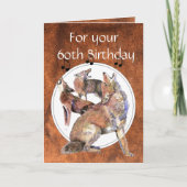 Funny 60th Birthday Howling Coyote Kaart (Voorkant)