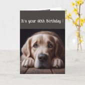 Funny 60th Birthday, Labrador Retriever Kaart (Gele Bloem)