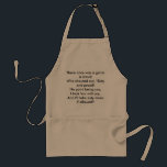 Funny 60th Birthday Limerick Gift Apron - Woman Standaard Schort<br><div class="desc">Dit grappige pron heeft een 60ste verjaardagslimerick die een geweldig cadeau maakt voor een vrouw die 60 wordt. Het luidt: Er was eens een meisje in een menigte die schreeuwde: "60 en trots! Het heeft geen zin om te lachen, ik nam ze met vreugde en ik zal er nog 60...</div>