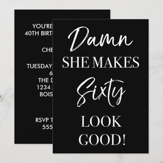 Funny 60th Birthday Party Kaart (Voorkant / Achterkant)