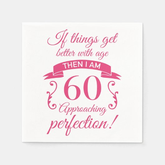 Funny 60th Birthday 'Perfection' Servet (Voorkant)