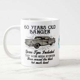 Funny 60th Birthday Retro Car Banger Add Name Date Grote Koffiekop