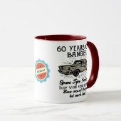 Funny 60th Birthday Retro Car Banger Add Name Date Mok (Voorkant rechts)