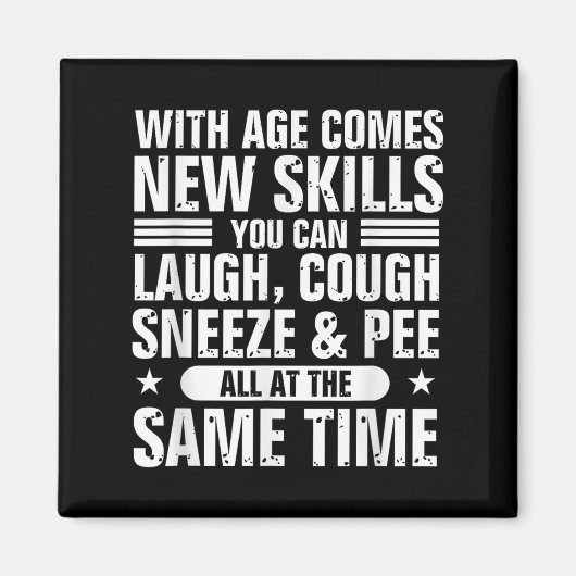 Funny 60th Birthday With Age Comes New Skills Humo Magneet (Voorkant)