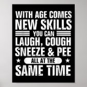 Funny 60th Birthday With Age Comes New Skills Humo Poster (Voorkant)