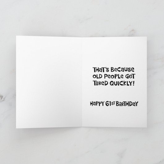 Funny 61st Birthday Kaart (Binnen)