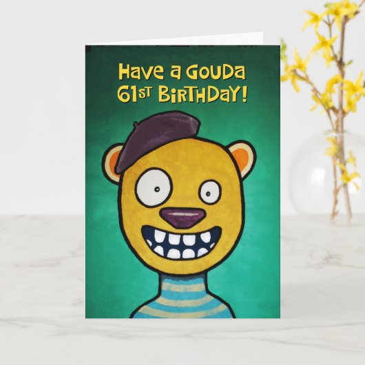 Funny 61st Birthday Kaart (Gele Bloem)