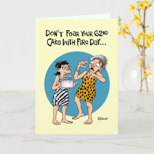 Funny 62nd Birthday Kaart (Gele Bloem)