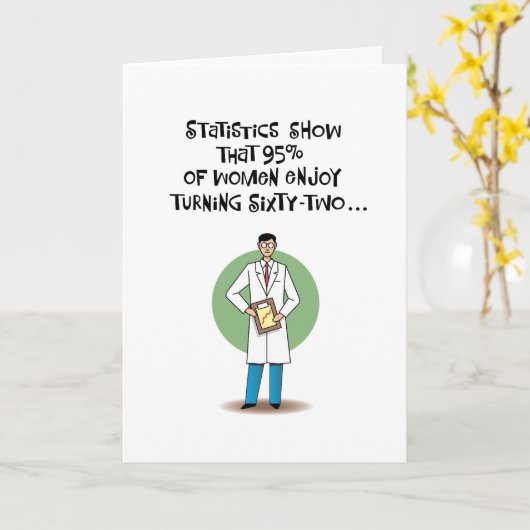 Funny 62nd Birthday Wenskaart Kaart (Gele Bloem)