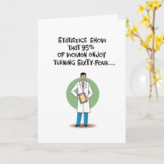 Funny 64th Birthday Kaart (Gele Bloem)