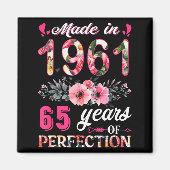 Funny 65 Years Old Made In 1961 Floral 65th Birthd Magneet (Voorkant)