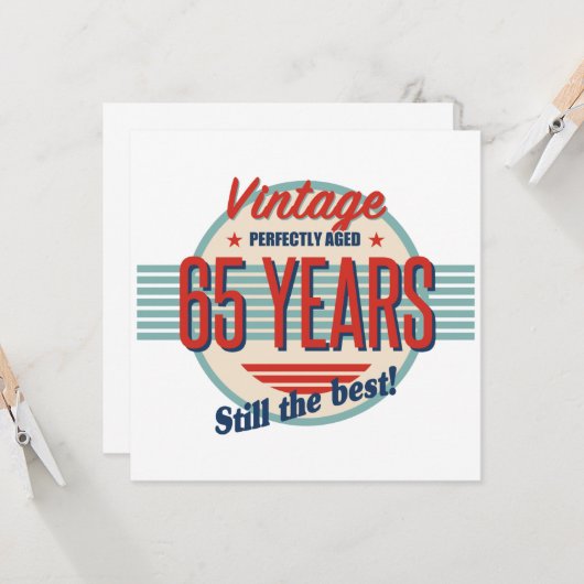 Funny 65th Birthday Old Fashioned Kaart (Voorkant / Achterkant in situ)