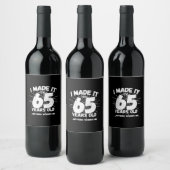 Funny 65th Birthday Quote Sarcastic 65 Year Old Wijn Etiket (Flessen)